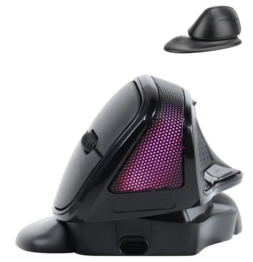 Vertical Wireless Ergonomic Mouse RGB USB-C Rechargeable 3600 DPI Right Hand PC